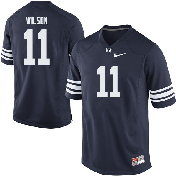 Men #11 Zach Wilson BYU Cougars College Football Jerseys Sale-Navy